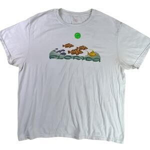 Hanes Comfortsoft White Florida Tee Shirt Top Fish Graphic Size XL White